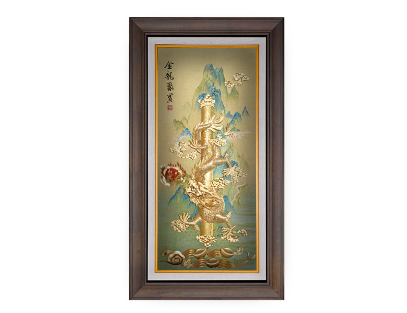 Jinlong Jubao-Huacai Gold Embroidery Stereoscopic Gold Foil Painting