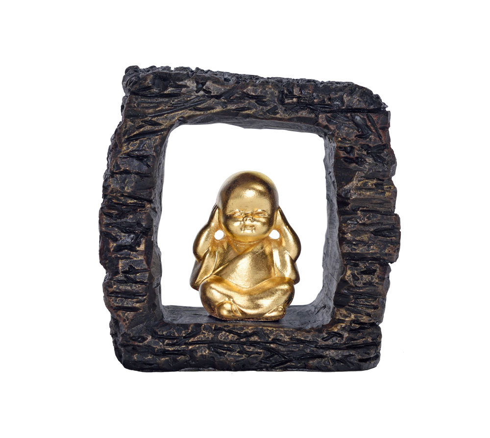 Three-dimensional gold foil small Buddha statue-four not young monks-do not listen