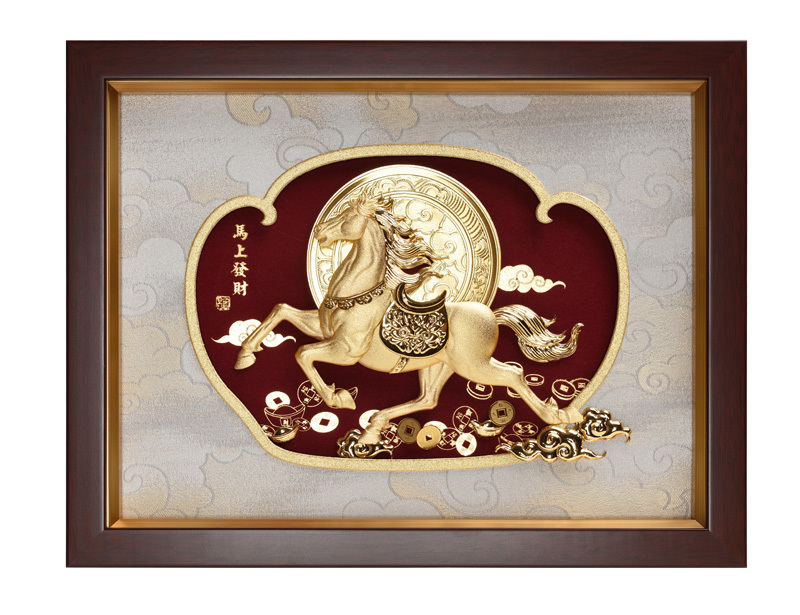 马上发财  立体金箔画