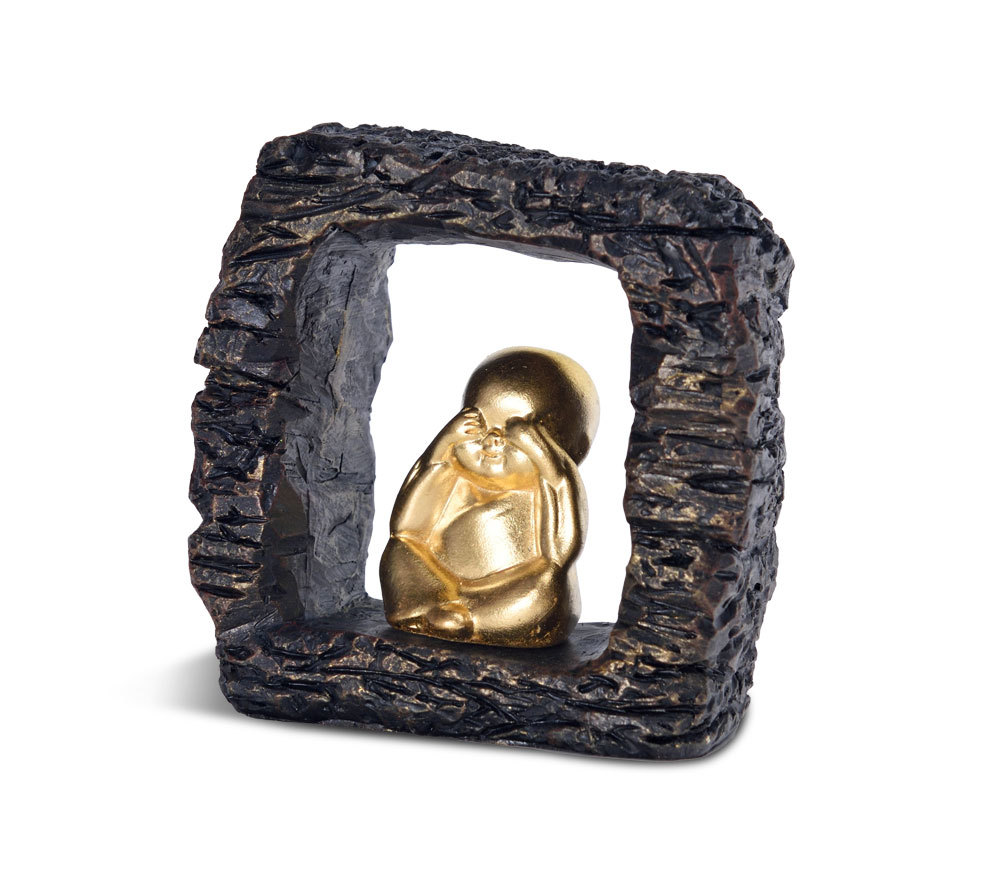 Three-dimensional gold foil small Buddha statue-four not young monks-don't look