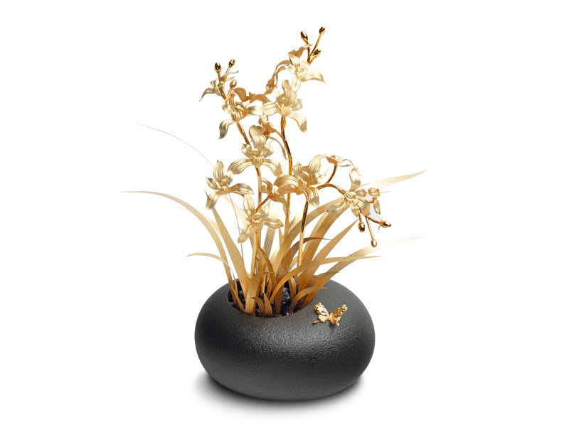 Spring orchid three-dimensional gold leaf flower potted plant