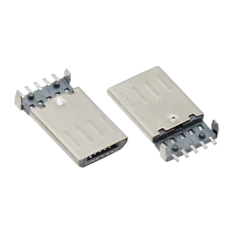 Micro USB 2.0 Plug Horizontal 5 Pin Charging Port SMT Male Connector