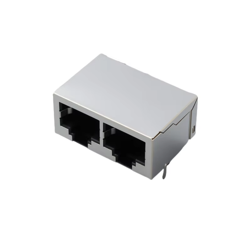 2 RJ45 Metal 16 Pin Female PCB Right Angle Board Jack Connector 8P8C Crystal Head Socket 1x2 21mm Network Interface