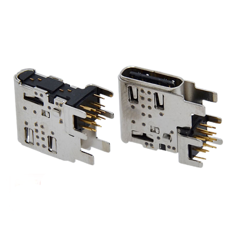 16 Pin USB Type C Socket 10.5mm Side Vertical CH 7.0 Plug 90 Degree 65W Charging Port Female Connector