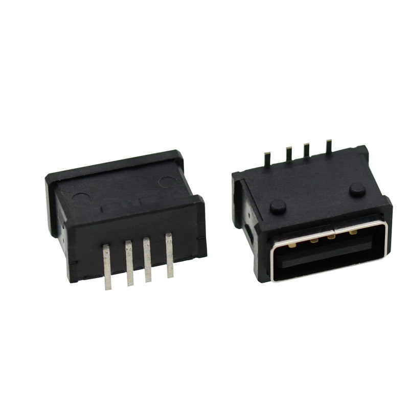 USB Type A Connector 2.0 Charging Female Port IP67 Waterproof Horizontal 90 Degree Board Mounted Socket