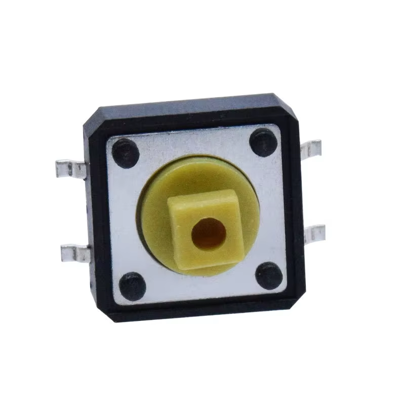 Manufacturer Stocks 12*12*7.3 square Head Cover 4-legged Patch Type Light Touch Button Switch Tact Switch Ring Resistant