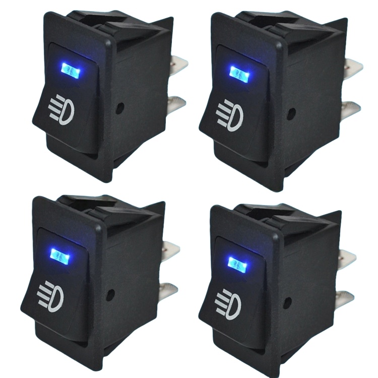 12V Toggle Rocker Switch with LED Fog Light 4 Pin 5A ON-OFF Rocker Switch