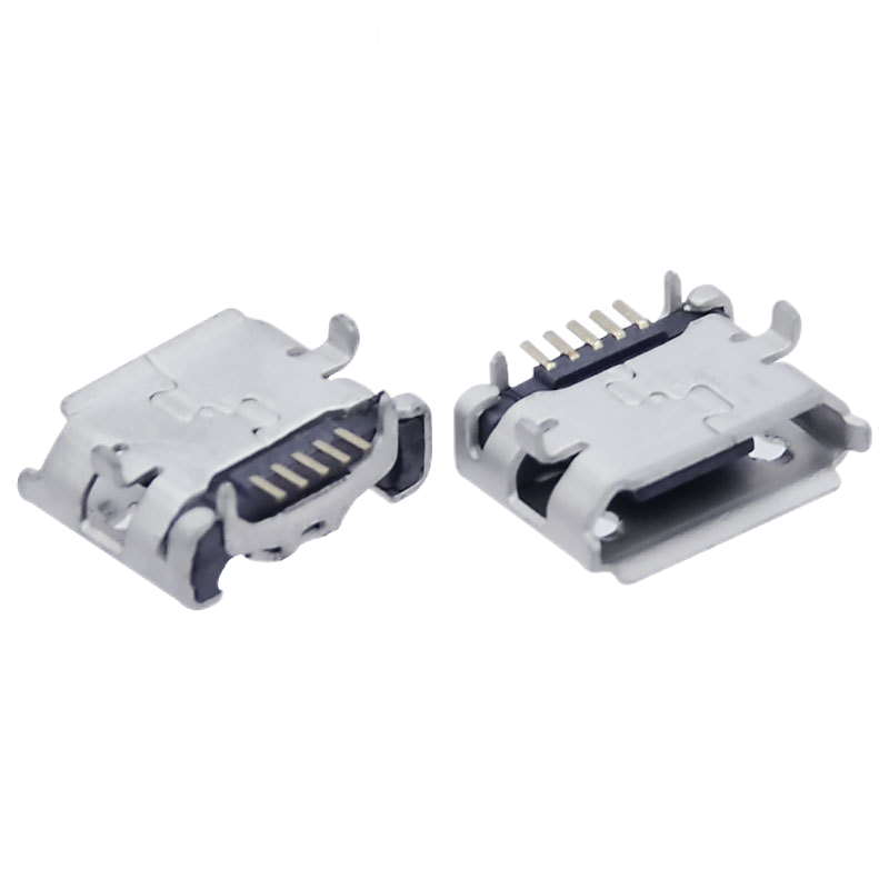 USB Micro Socket PCB 5 Pin Stainless Steel Micro Charging Port Female Connector