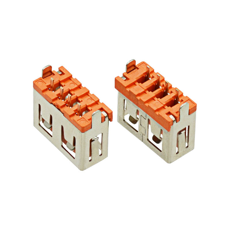 USB 2.0 Type-A Port 4 Pin 180 Degree Socket Straight 10mm PBT Female Connector