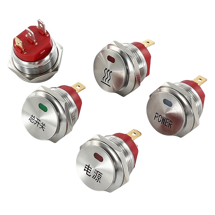 22mm Metal Rocker Switch 2 Position 20A Stainless Steel Waterproof Momentary Push Button Switch
