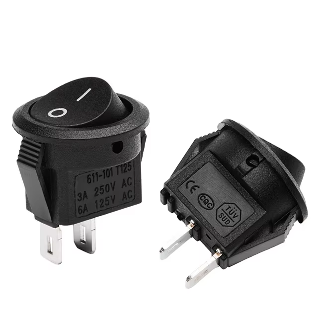USBRR KCD1-1051 Rocker Switches 15mm 20mm SPST 2 Pin 2 Way ON-OFF KCD1-10510 3A/250V 6A/125V AC Push Round Button Switch