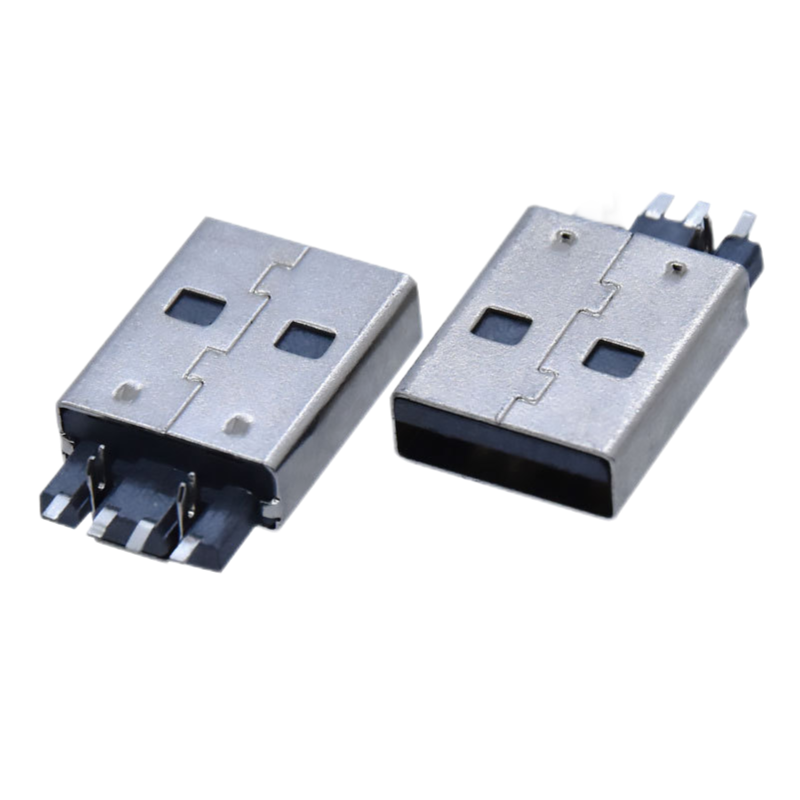 USB 2.0 Type-A Male Socket 90 Degree 4 Pin Plug Solder Wire Charging Port Male Connector