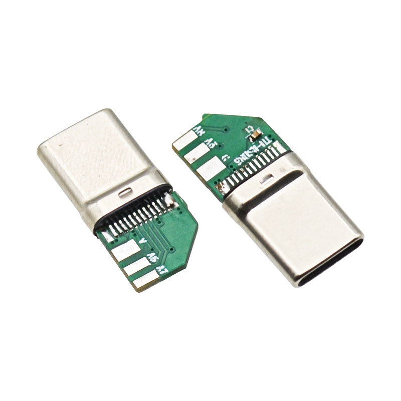 USB Type C 24 Pin Socket 6 Core Jack 10nF Capacitor PD USB 3.1 Male Connector for Fast Charging and Data Transfer Port