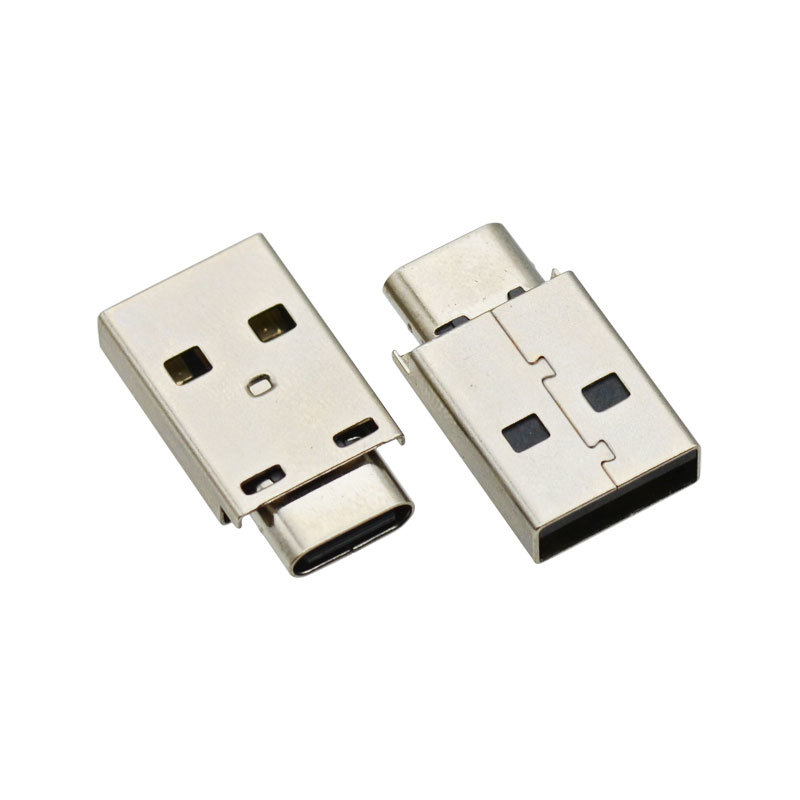 USB Type-A 5 Pin Male to Type C Female Connector 21.0/24.0mm Dual 56K Resistor Data Transfer Adapter