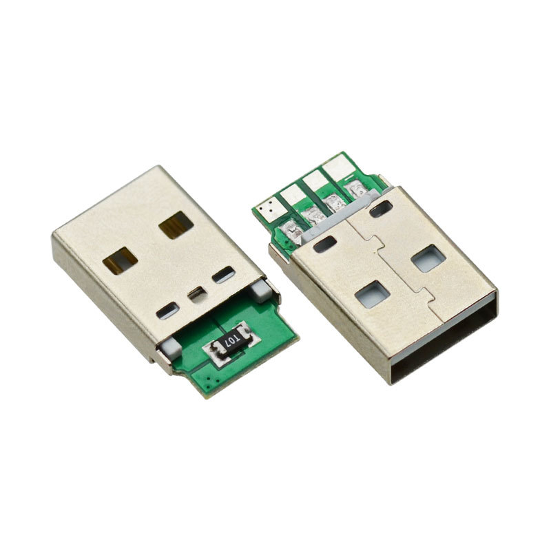 4 Pin USB 2.0 Type A Jack 4 Core Socket Stainless Steel PBT Charging Port Male Connector