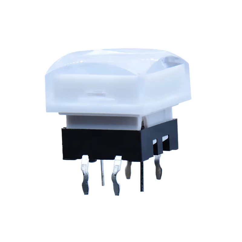 Vertical 12 X 12 Illuminate Tactile Switches Square Button 6 Pin 12*12*13.7mm DIP Tact Push Button Switch with LED 6P