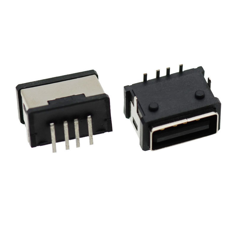 USB 2.0 Af Waterproof Plug 90 Degree with Positioning DIP Female Connector