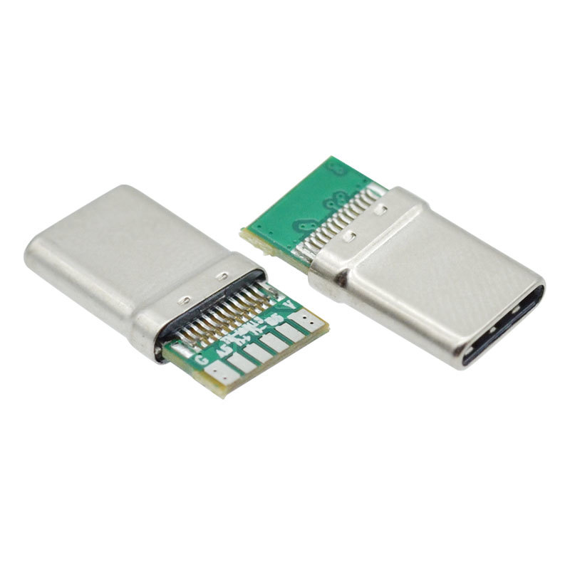 24 Pin USB Type C Connector 6 Pad Fast Charging Socket Type C USB 2.0 Wire Male Connector for Data Transfer Port