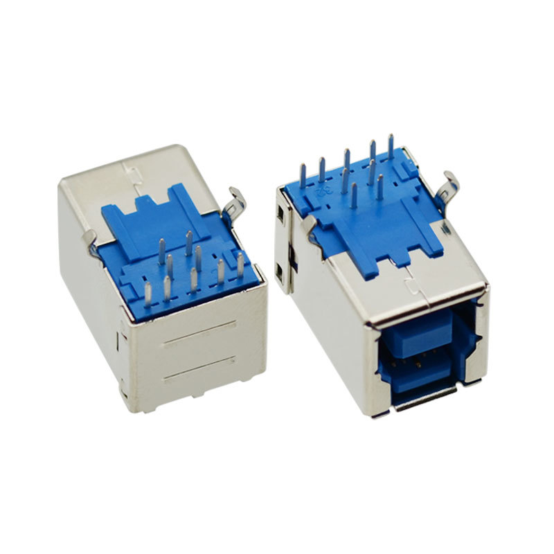 USB 3.0 Type-B 9 Pin Socket 90 Degree Fast Charging Female Connector For Printer Port