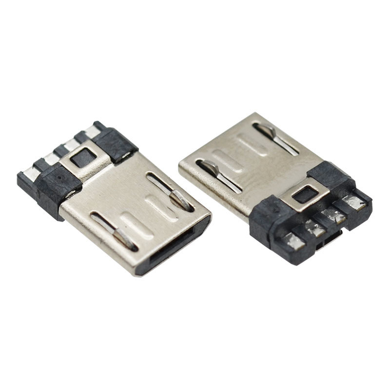 Micro USB Connector 5 Pin V8 Socket 10.65mm 4 Pads Solder Wire Male Connector for Charging and Data Transfer Port