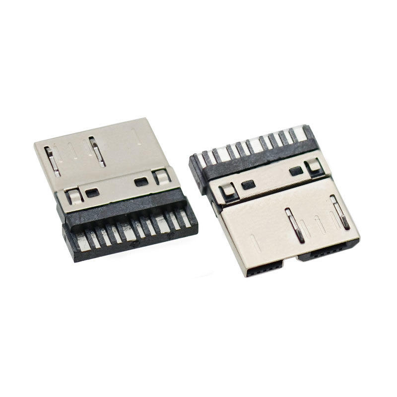 Micro USB 3.0 Socket 10 Pin Shielded Cover Gold Plated 15U Male Connector for Data Transfer Cable Port