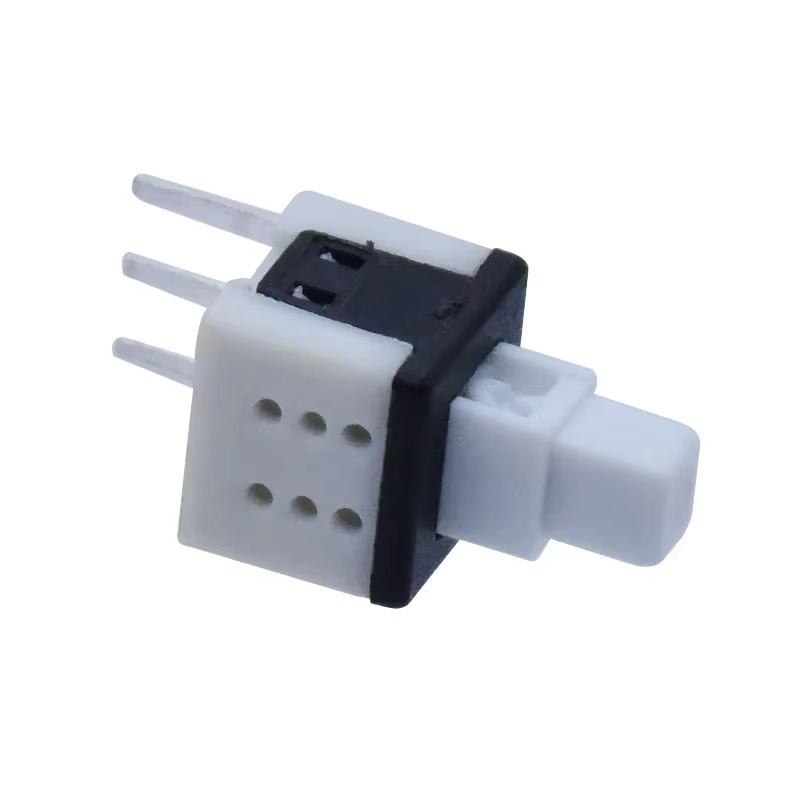 Vertical 6 Pin White Knob Latching Switch 5.8*5.8*10mm Dual Row Locked/Unlocked Switch Self-lock Switch