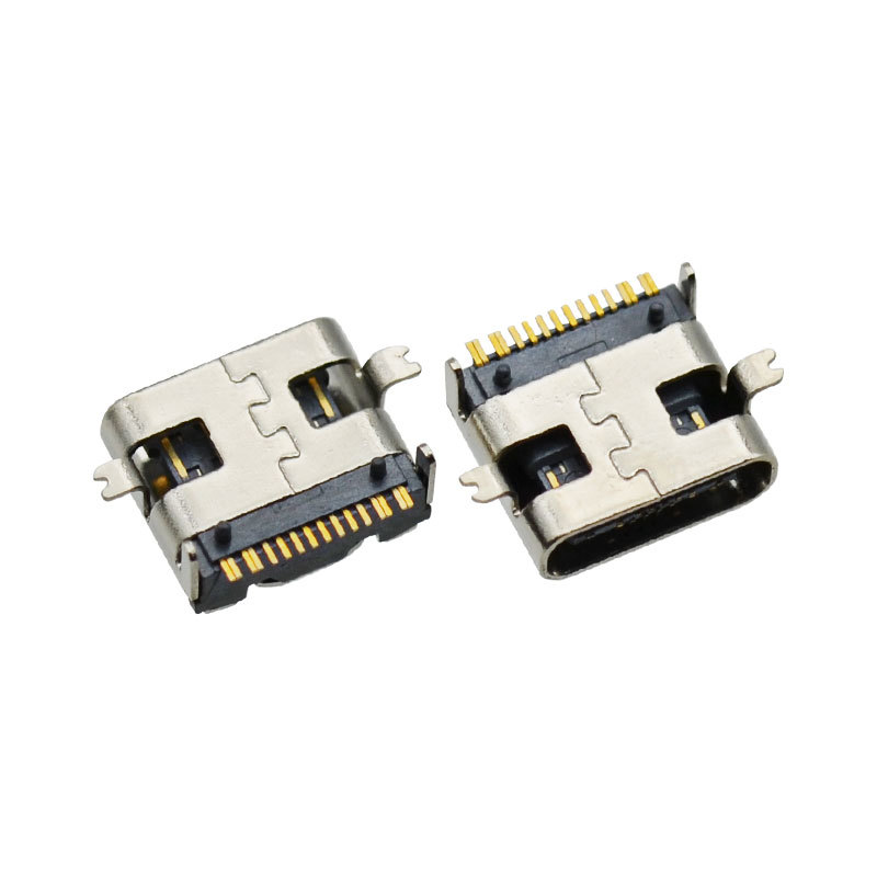 DIP USB 3.0 C Socket 16 Pin Stainless Steel 90 Degree Type C PCB Welding Female Connector for Fast Charging Port