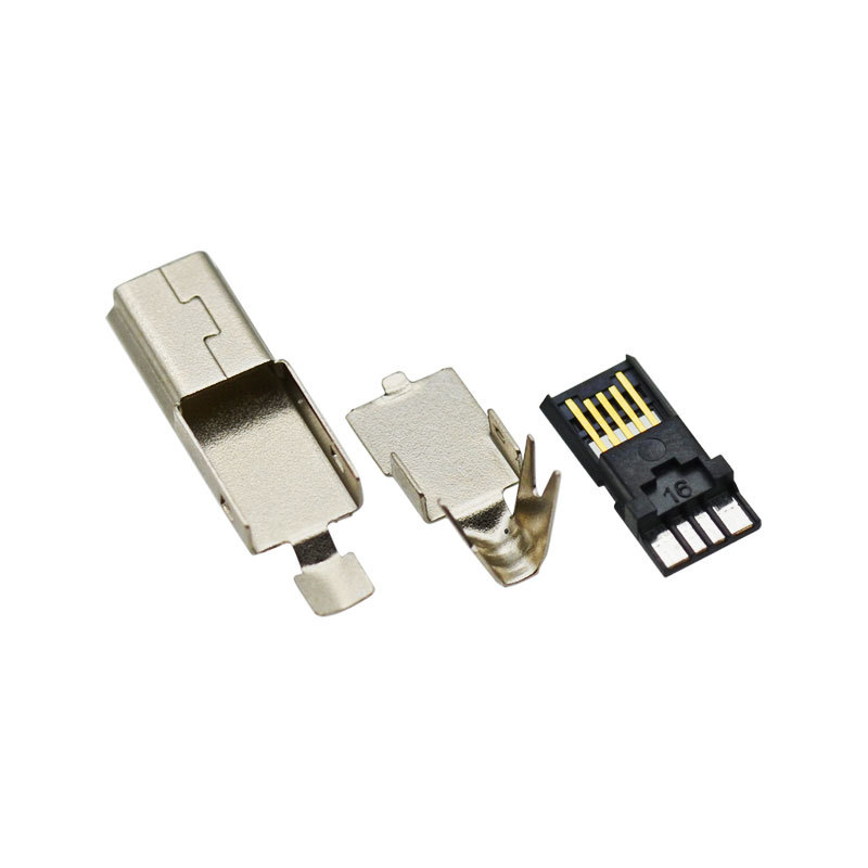 High Current Mini 3 Piece Set Connector Wide Pad Gold Plated 15U Socket 23.0mm 3A Male Connector for Fast Charging Cable Port