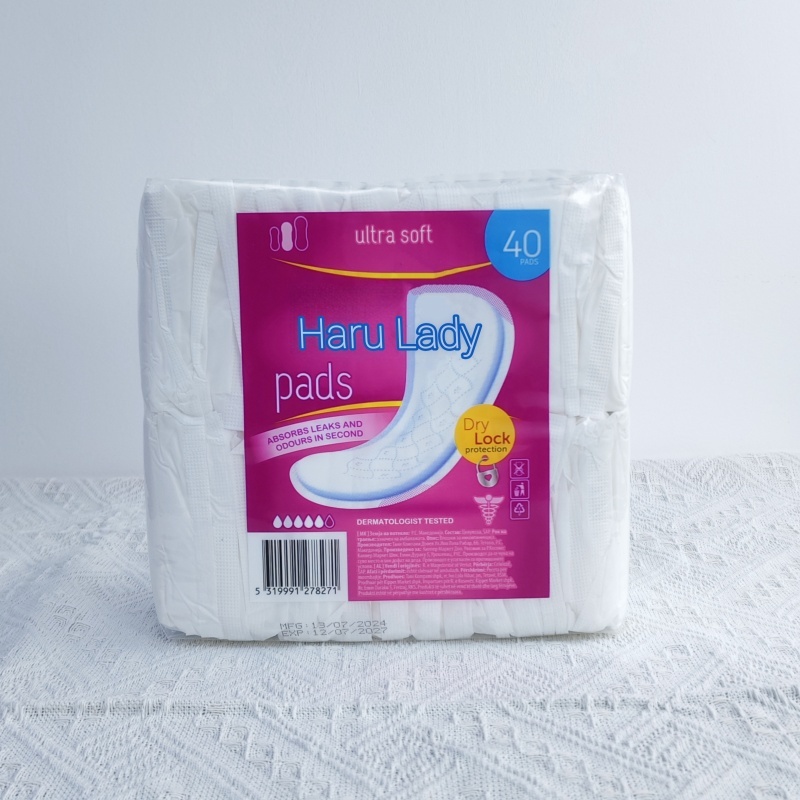 Soft Organic Cotton Ultra Thin Biodegradable Leak Proof and Rash Free Haru Lady Disposable Sanitary Pads Napkins