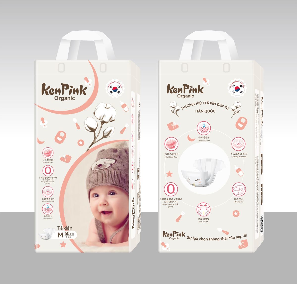 KenPink Premium Baby Daipers Chemical Free Natural Baby Diapers 50pcs Disposable Diaper Baby Per Pack For Babies In China