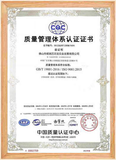 Quality Management System Certification