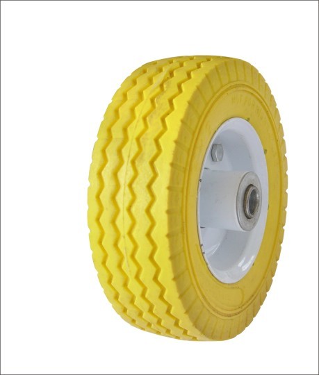 (6ʺ×2ʺ)Bright yellow PU wheels with herringbone patterns, wear resistant and silent.