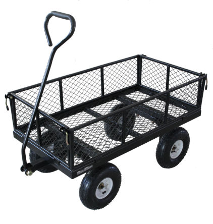 Metal mesh cart, suitable for gardening, outdoor picnics and warehouse logistics transportation（3.50-4 air wheels）