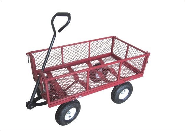 Metal mesh cart, suitable for gardening, outdoor picnics, and warehouse logistics transportation (3.50 - 4 pneumatic wheels).