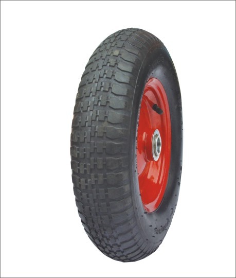 Anti slip inflatable wheels with iron wheel spokes.