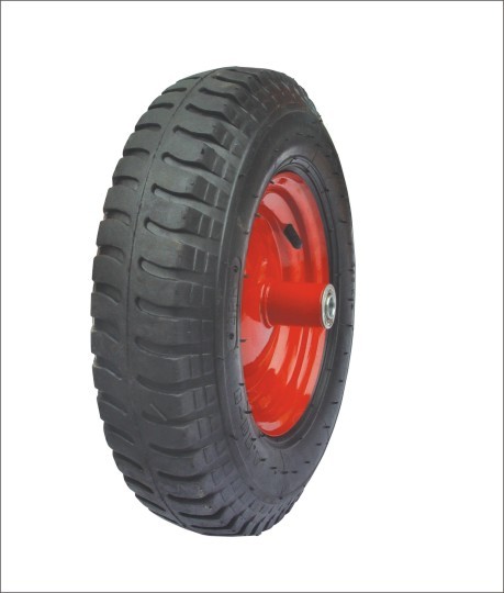 Inflatable handcart wheels with deep wear-resistant and anti slip patterns.