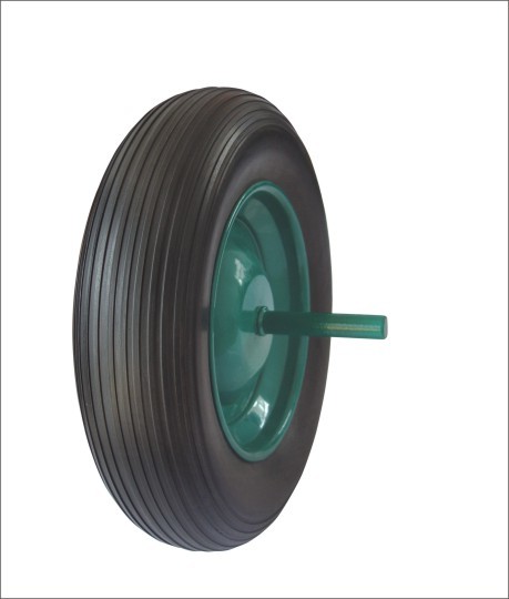 (14ʺ×3.50-8)Coupling wheels with parallel stripes，general purpose heavy duty wear resistant handling wheels.