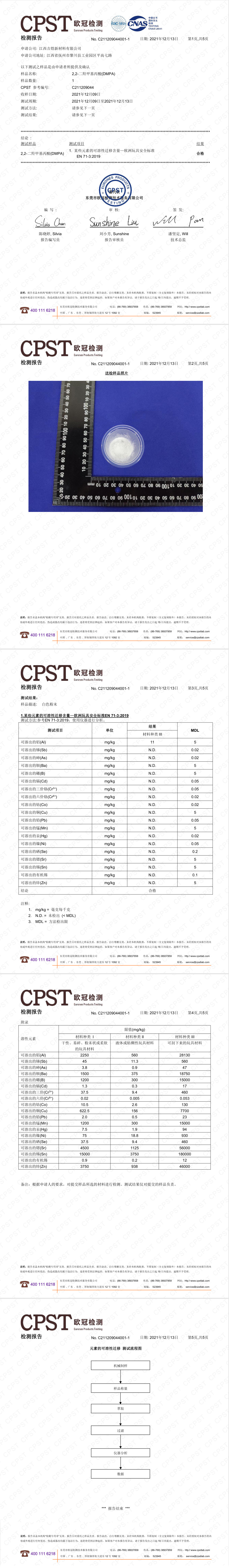 二羟甲基丙酸（DMPA）19项重金属检测报告