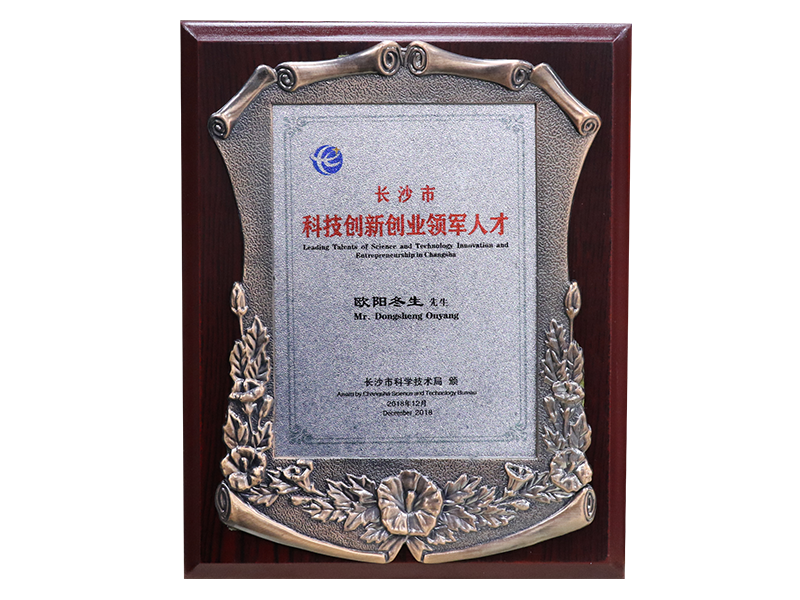 In 2018, Ouyang Dongsheng was awarded the title of Leading Talent in Science and Technology Innovation and Entrepreneurship in Changsha City