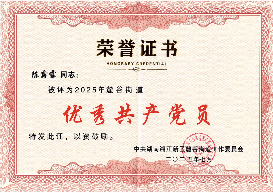 陈露露被评为优秀共产党员