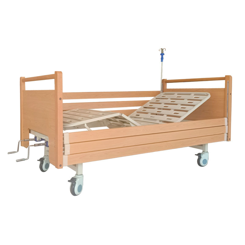 Wooden head board manual 2 cranks hospital bed JSB135A-2