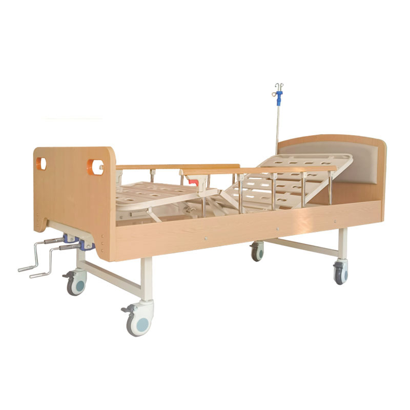 Wooden head board manual 2 cranks hospital bed JSB135A-3
