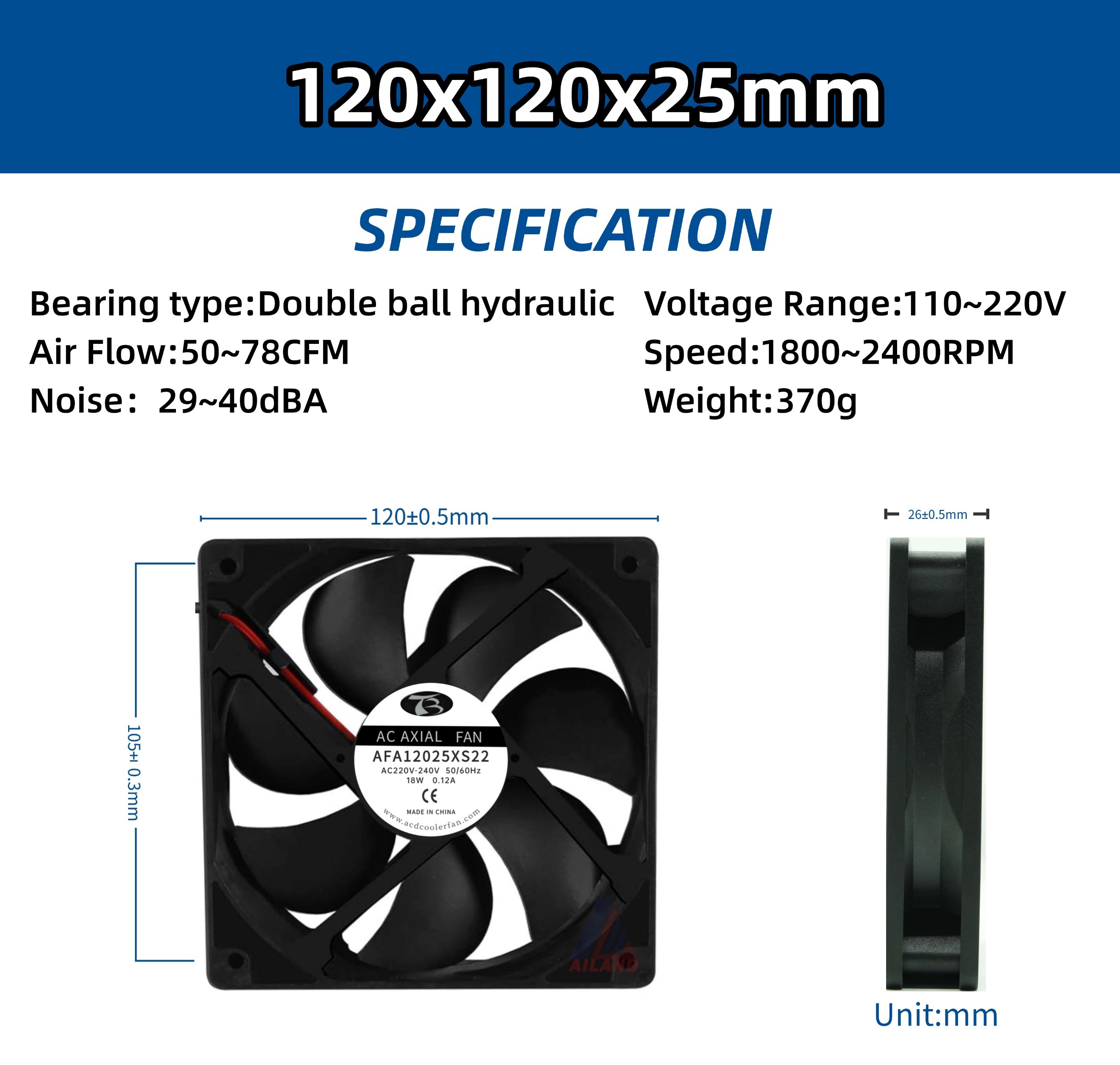ac12025 AC Axial Fan
