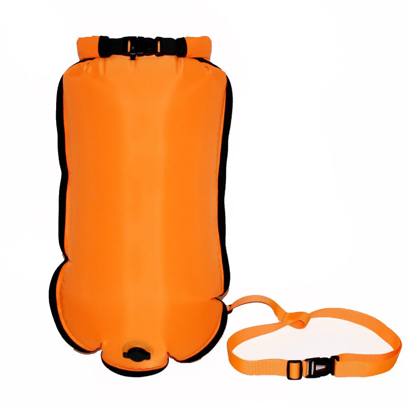 Double Air Swim Buoy Open Water Safety Buoy with Storage Pocket Swim Inflatable Buoy for Swimming Triathlon