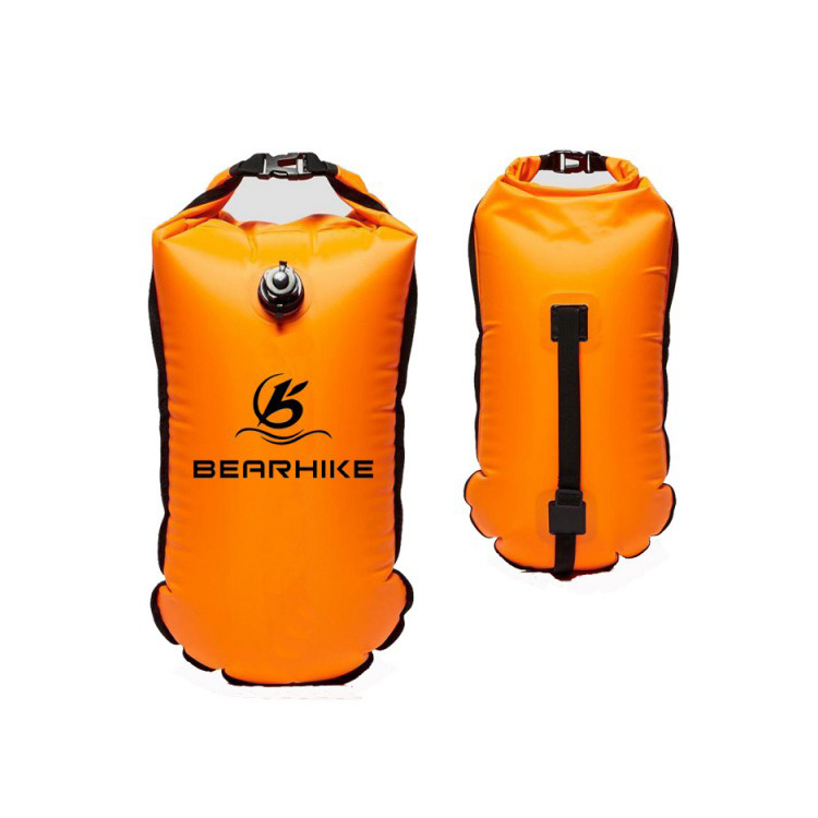 Custom Logo Swimming Training 28L Dry Bag Waterproof PVC Dry Bag, Inflatable Swim Buoy Safe Swim Buoy