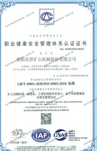 職業(yè)健康安全管理體系認證證書