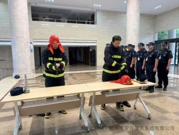 【安全生产月】以练为战 守护平安——公司萧山分公司驻点安保中队开展消防技能实操培训