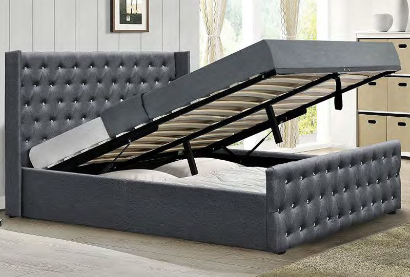 Button Lift Storage Fabric Bed