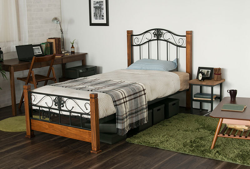 Wooden or Metal Single Iron Bed