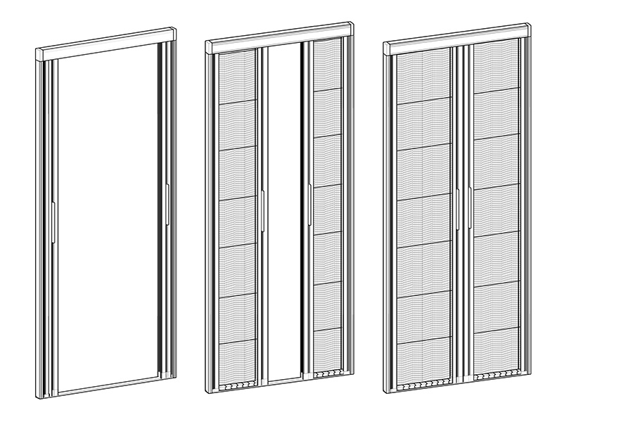 Double folding telescopic screen door